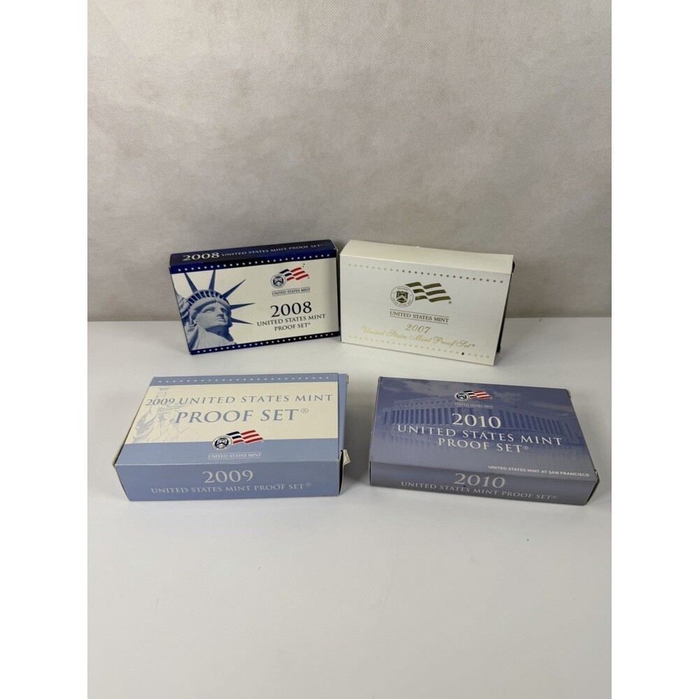 2007 2008 2009 2010 US Mint Proof Sets OGP COA 4-Year Run Clad Coin Lot